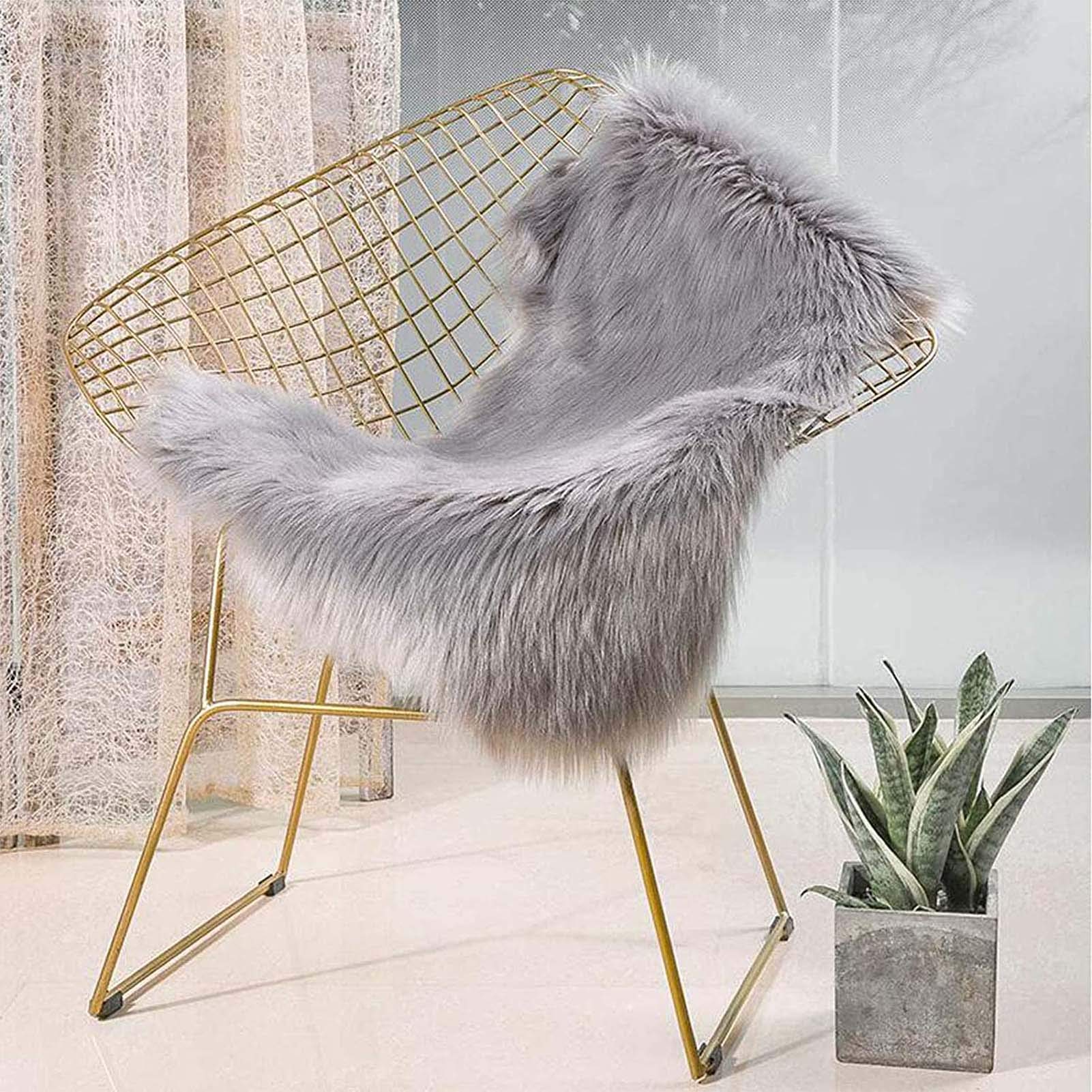 Dywan z owczej skóry 90x180 cm, miękki, puszysty, włochaty, dywanik polarowy, pokrowiec na krzesło, maty na siedzisko do sypialni, sofy, salonu, dekoracyjny dywan prostokątny