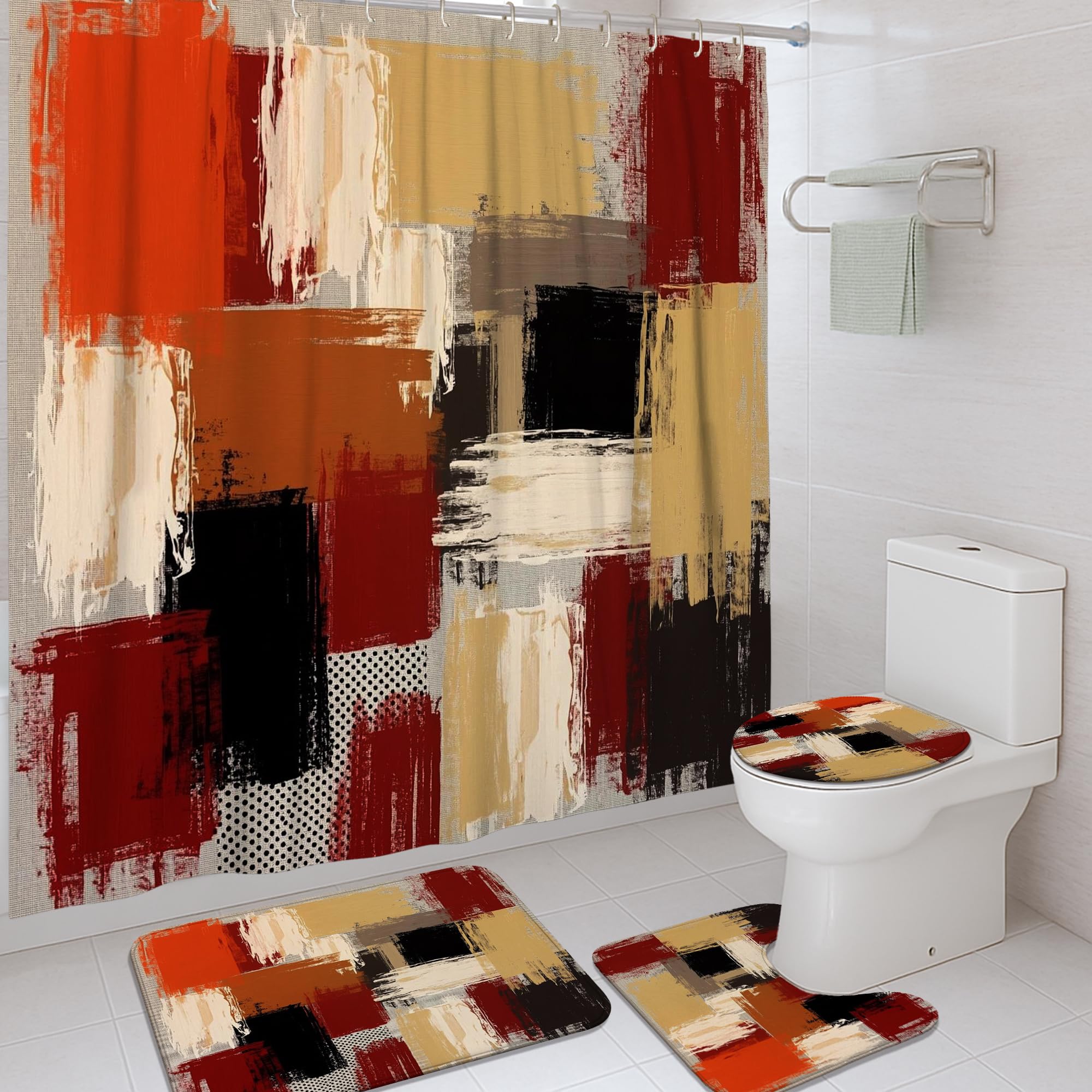 Rideau de douche anti-moisissure et tapis absorbant pour salle de bain
