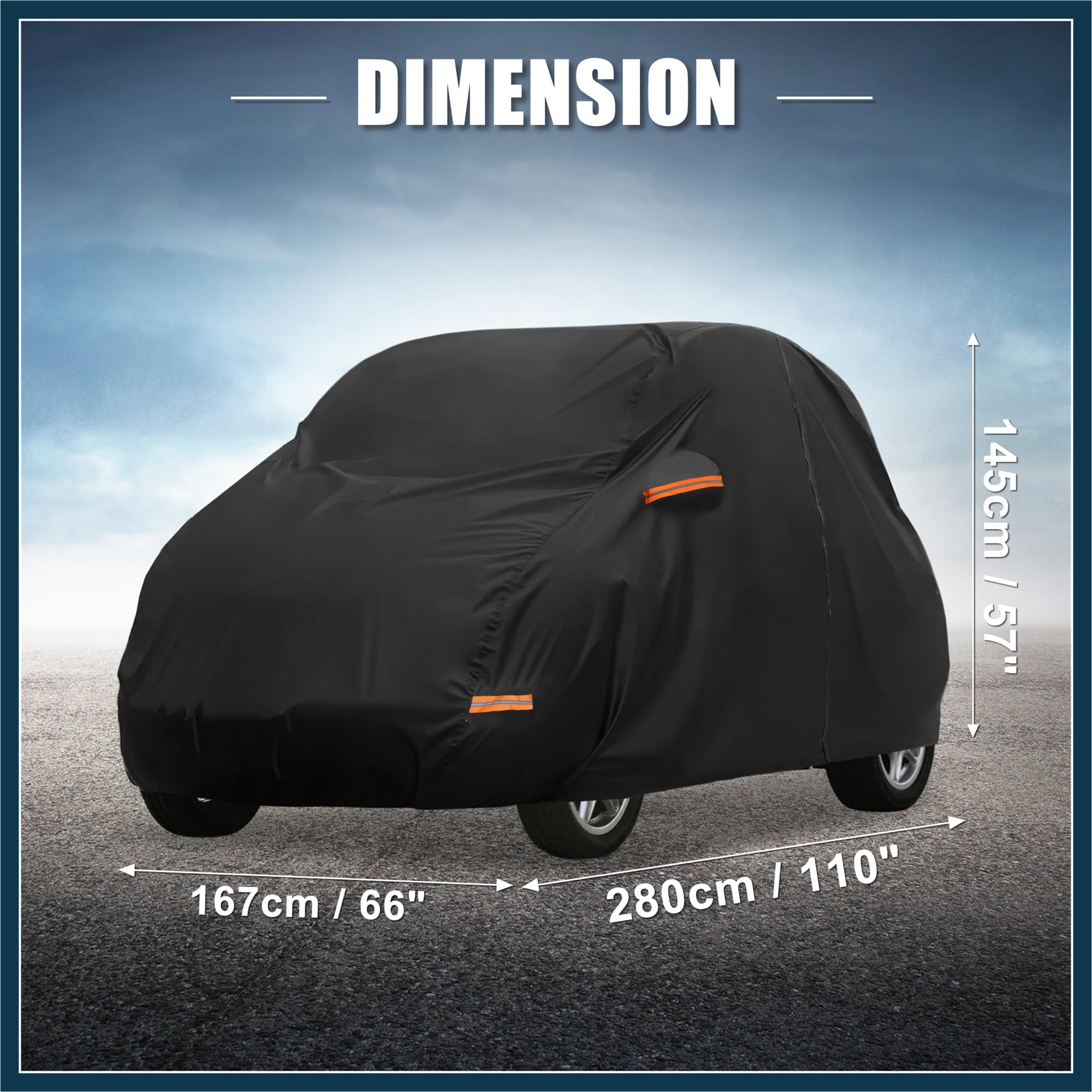 Funda de coche para Smart Fortwo 2007-2023 210D-PU Oxford, cubierta completa impermeable y resistente al viento, con cremallera para puerta del conductor