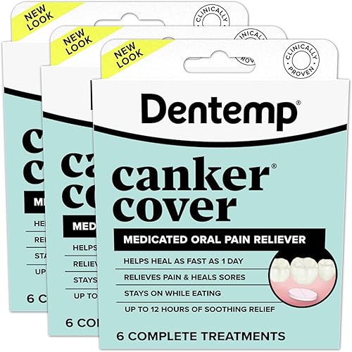 Dentemp Funda para el cancro – Analgésico medicamento para el dolor de aftas (paquete de 3) – Tratamiento para aliviar el dolor bucal, úlceras
