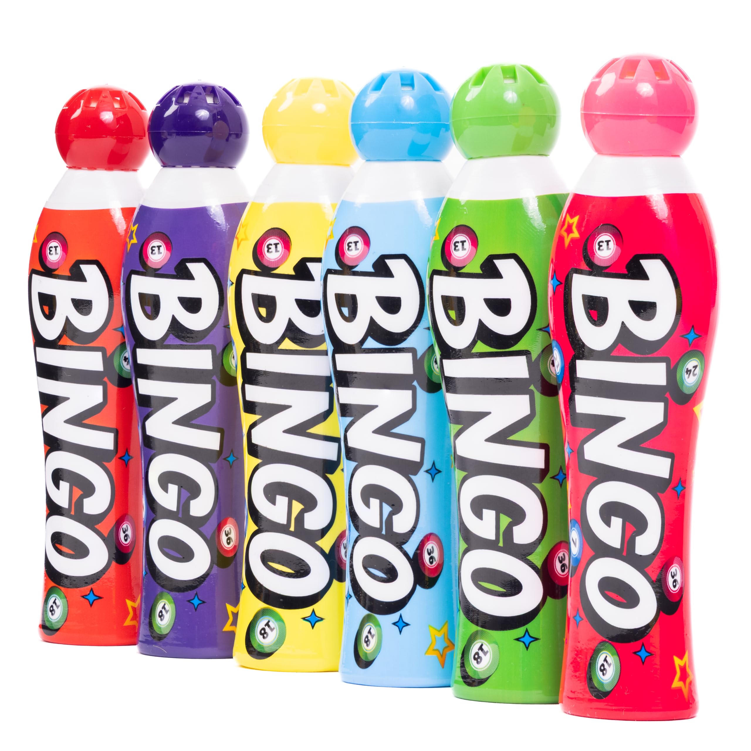 Lot de 12 grands tampons de bingo dans une boîte de présentation – 12 couleurs vives – Bouteilles d'encre de 40 ml – Marqueurs de bingo faciles à prendre en main pour événements, fêtes, collectes de