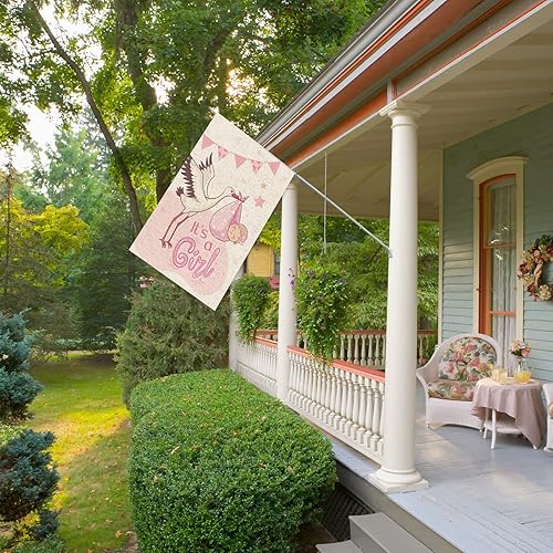 Miniatura 5 de INNORU Bandera de jardín con texto en inglés "It's a Girl", letrero de fiesta de revelación de género, letrero de bienvenida para baby shower,