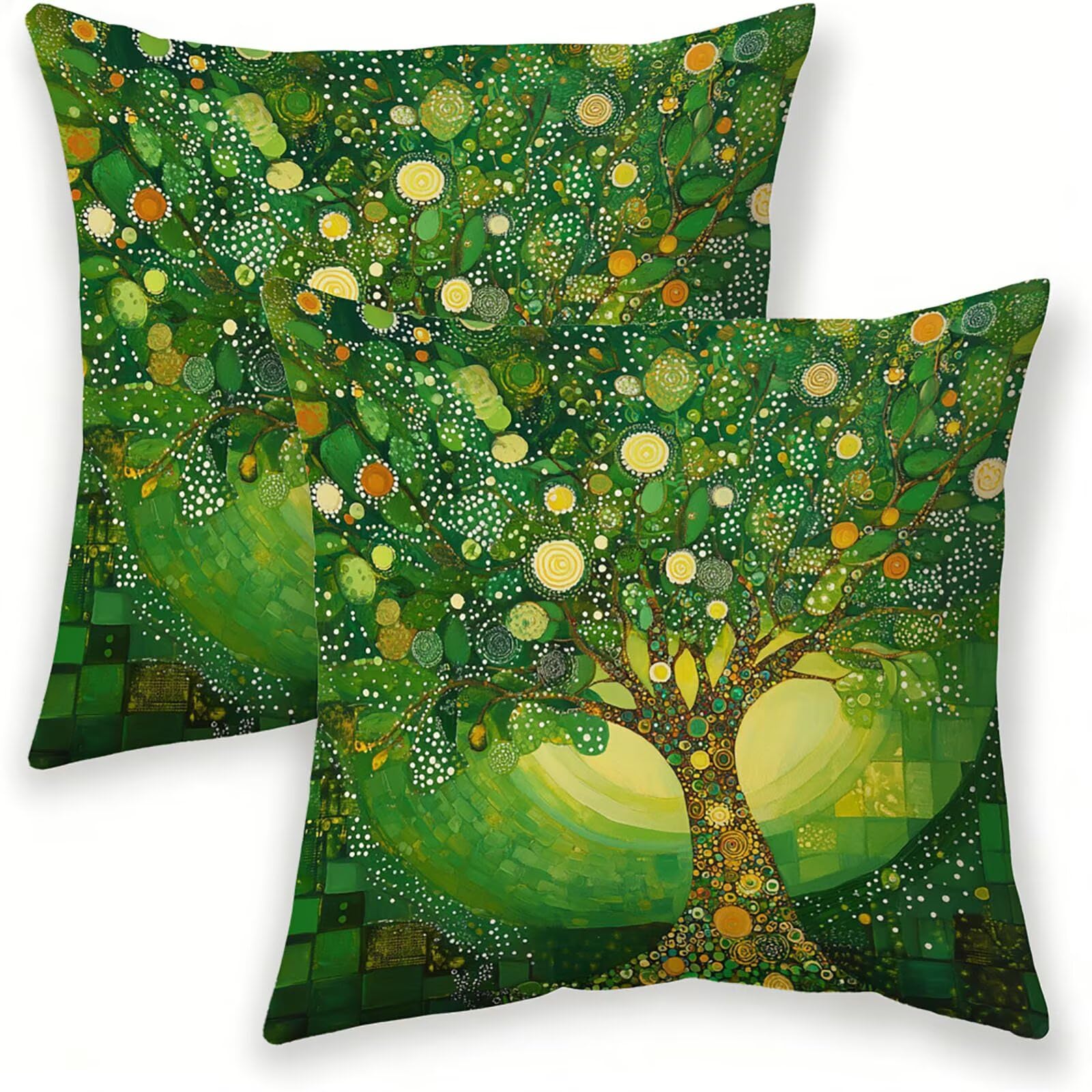 Housse de coussin canapé vert velours lot de 2 avec zip invisible anti-accroche