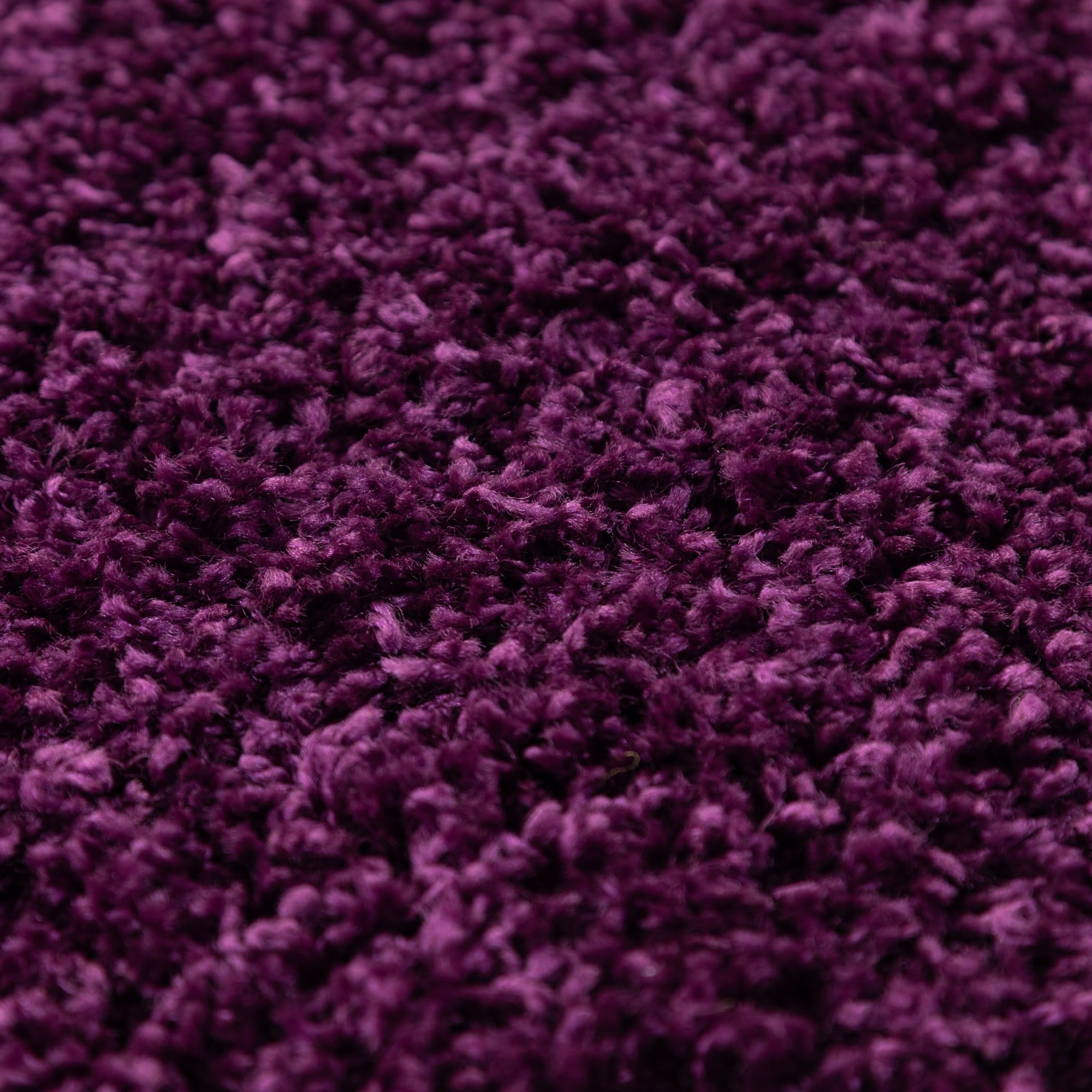 SIMPEX Shaggy Hochflor Teppich, 200 cm Rund, Lila, weich, flauschig, modern, einfarbig, Perfekt als zentrales Wohnaccessoire, für Wohnzimmer Schlafzimmer Flur