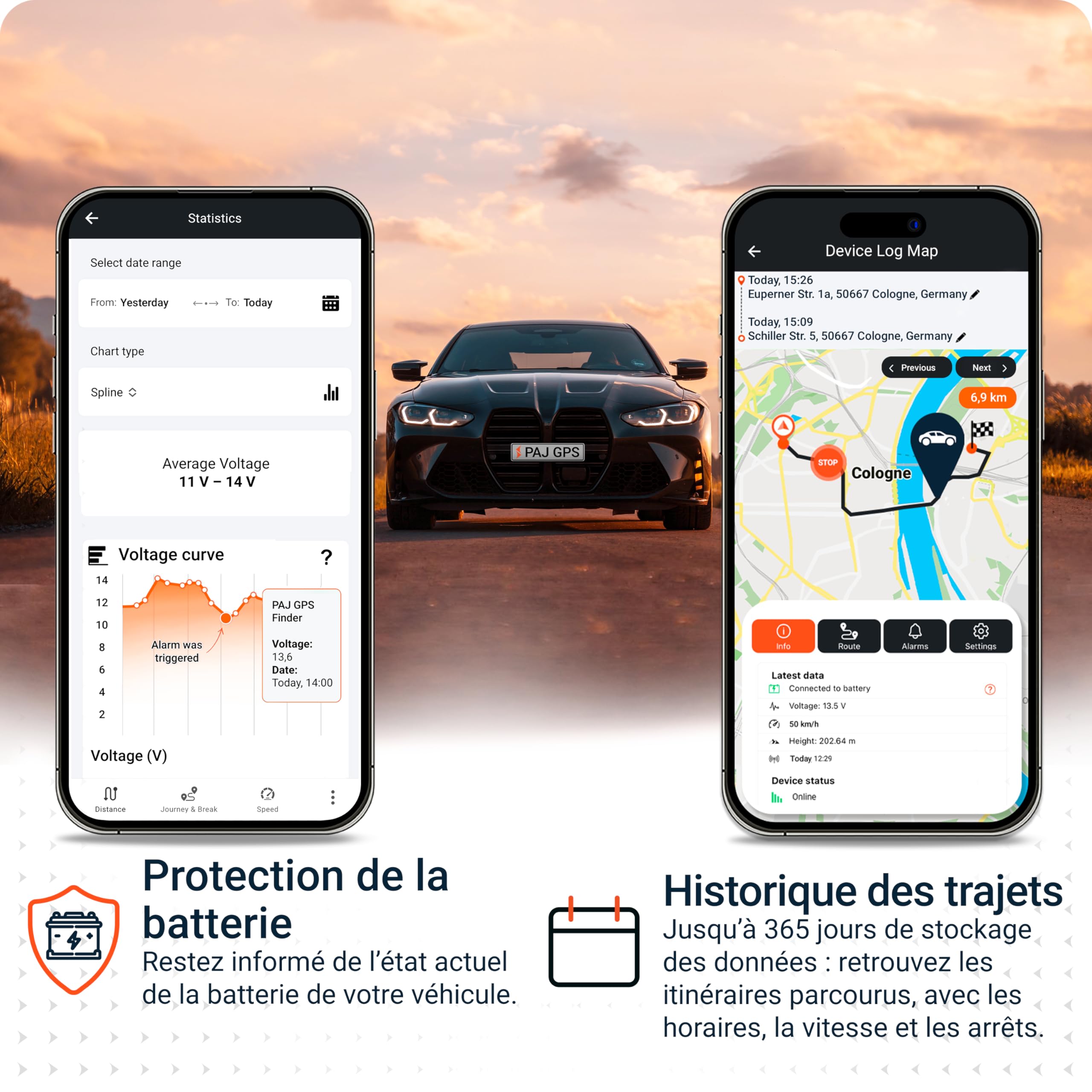 PAJ Mini Traceur GPS 4G pour Voitures et Motos, Câble 1m | Suivi temps réel via app - Alarme antivol - Connexion directe batterie - Historique des trajets - Résistant éclaboussures