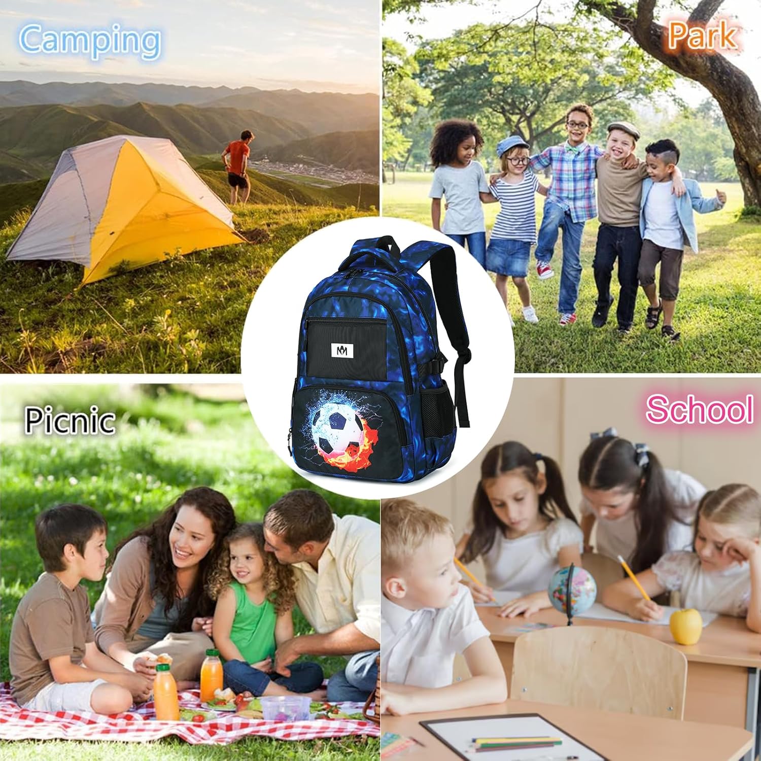 Bluboon School Backpack for Boys Teens Bookbag Travel Daypack Kids Girls Lunch Bag Pencil Case - Image 3