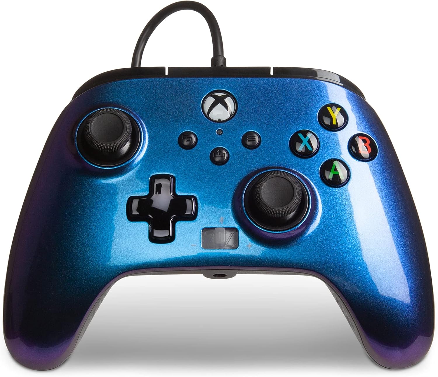 Power A Mando con Cable, Salida de Audio y Botones programable, Azul Brillante Nebula (Xbox