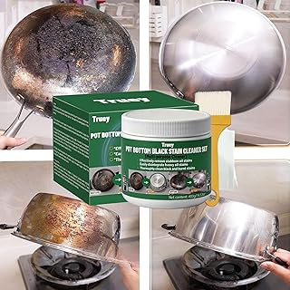 Truey Pot Bottom Black Stain Cleaner Set, Stainless Steel Cleaning & Polishing,Powerful Kitchenware Cleaner, Cooktop Pot Cleaner Effortless for Burned Cookware,Multi-purpose Oil Stain Remover (400g)
