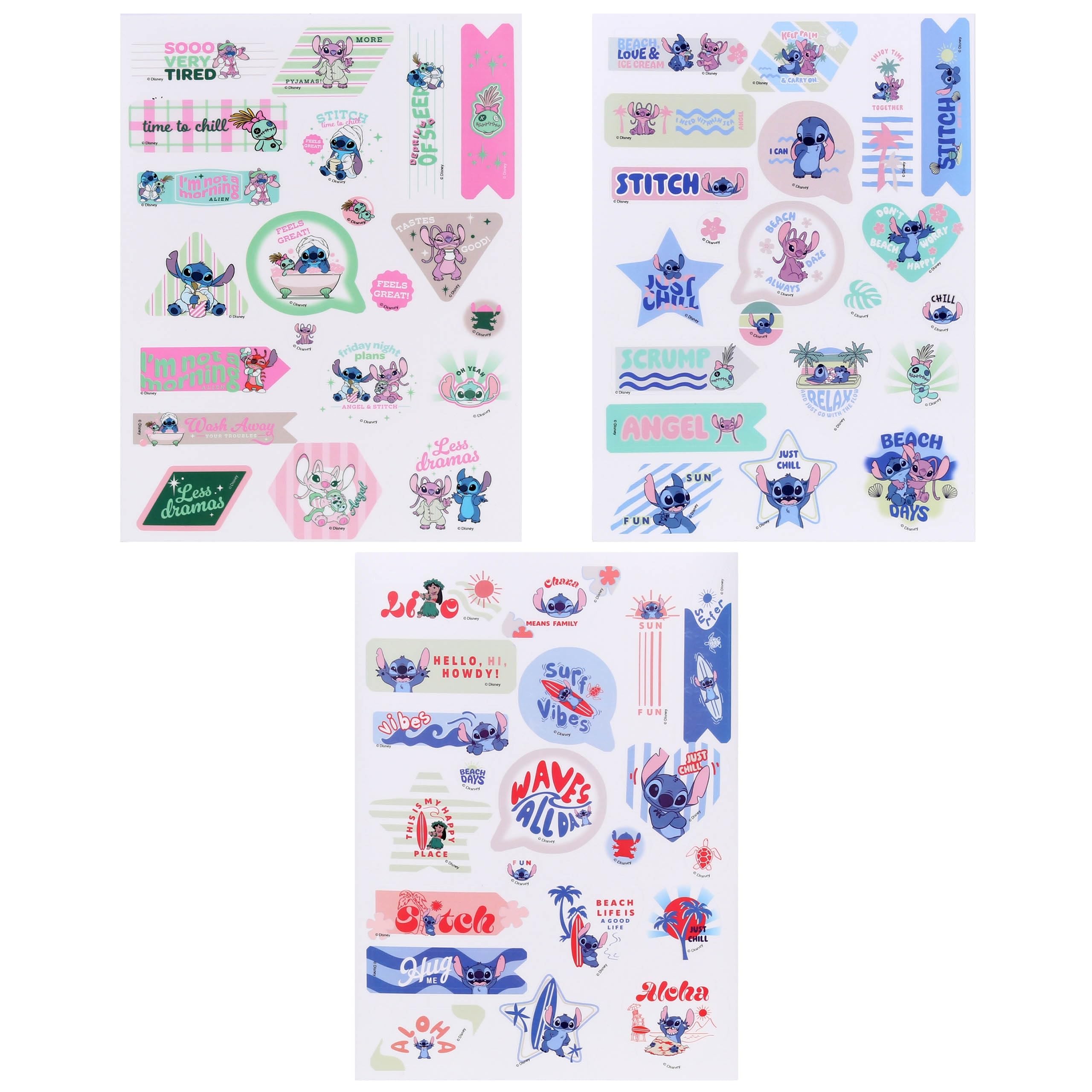 Disney Stitch Transparent Stickers for Decoration Reusable Set 63 Pieces (B)