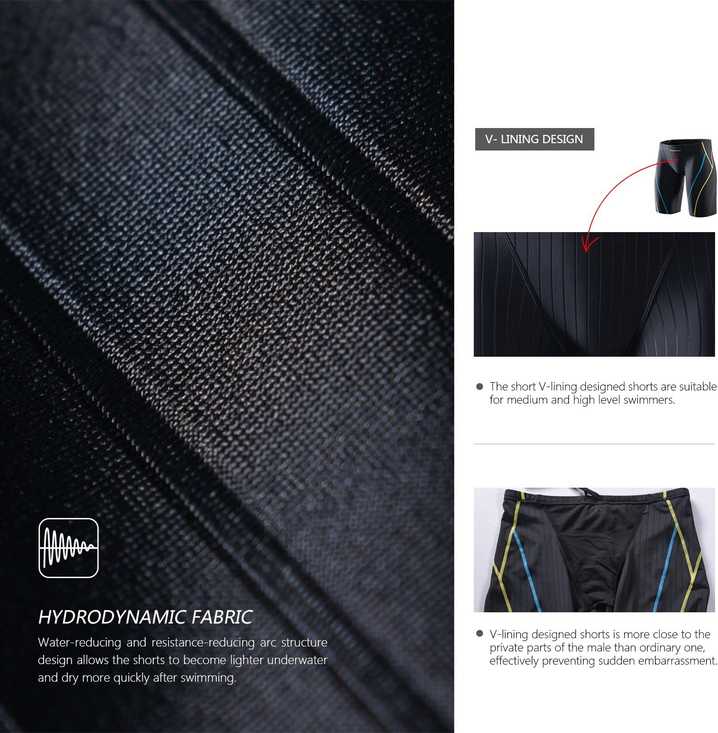 MY KILOMETRE Men's Swimsuit Jammer Solid Swim Jammers Endurance Long Racing Training Swimsuit - Image 6