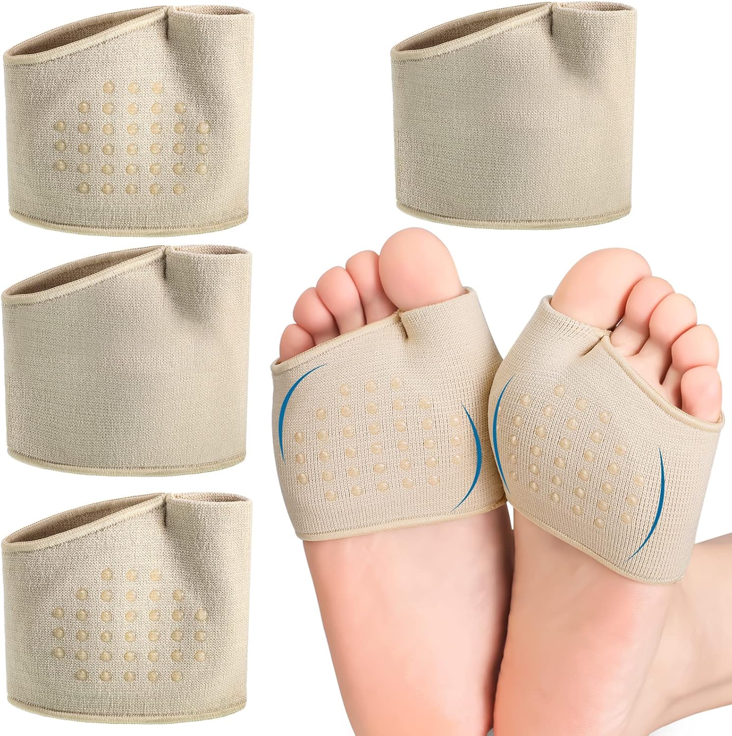 4 Pieces Foot Pads Forefoot Metatarsal Pads Women Gel Sleeves Ball of Foot Cushions Pads Soft Fabric Foot Support for Women and Men Metatarsalis Pain Relief Callus Extra Large Size (Black) : Health & Household