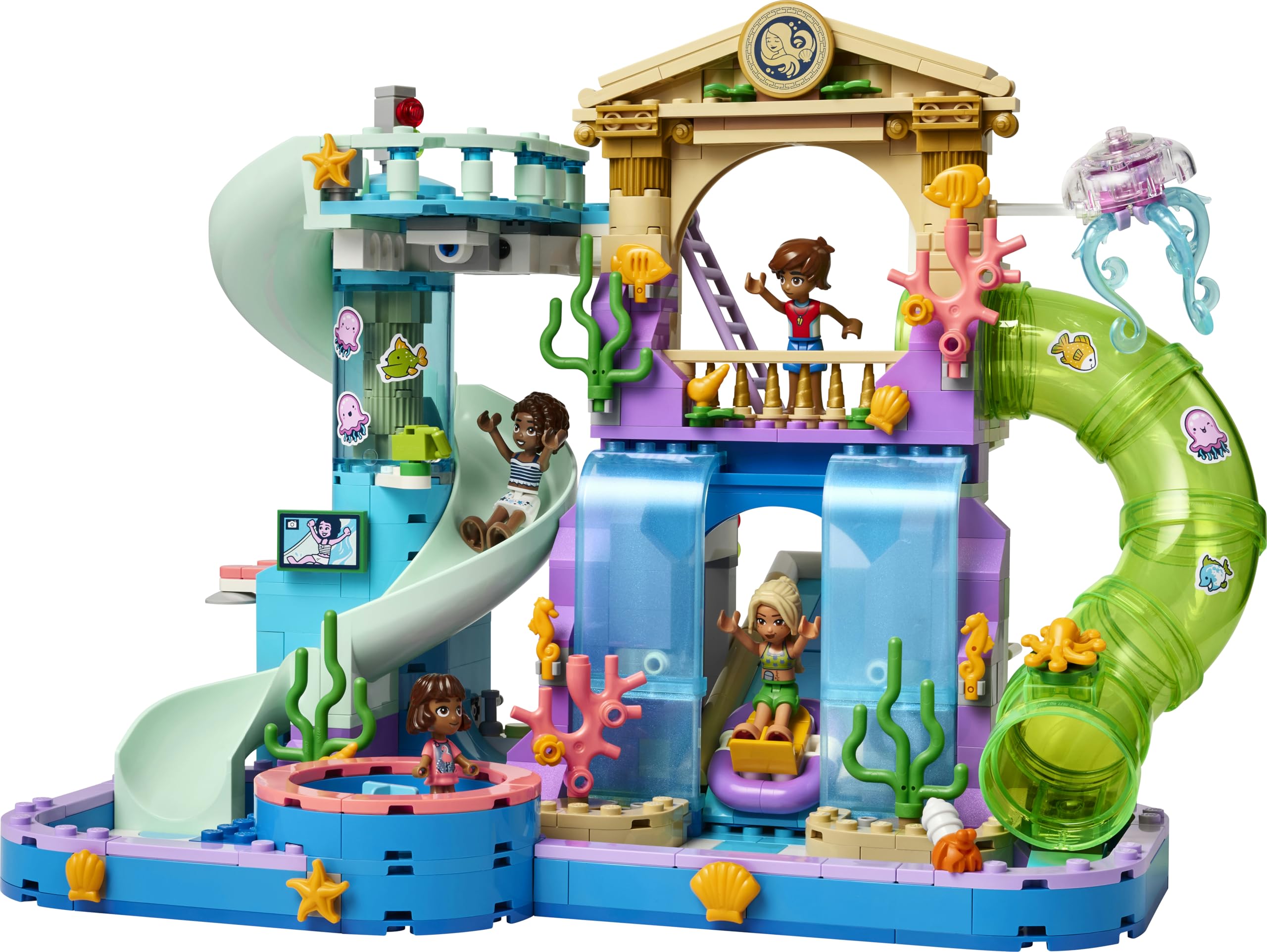 LEGO Friends Parco Acquatico di Heartlake City - Giocattolo con 4 Mini Bamboline, 3 Scivoli e Tanti Accessori peri Giochi Estivi - Regalo Creativo per Bambine da 8 Anni in su - 42630