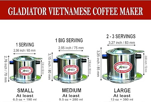 Miniatura 5 de AMT Filtro de café vietnamita de 9.5 onzas, 2-3 porciones Phin, gotero de café vietnamita con rosca para estilo vietnamita en la oficina en casa
