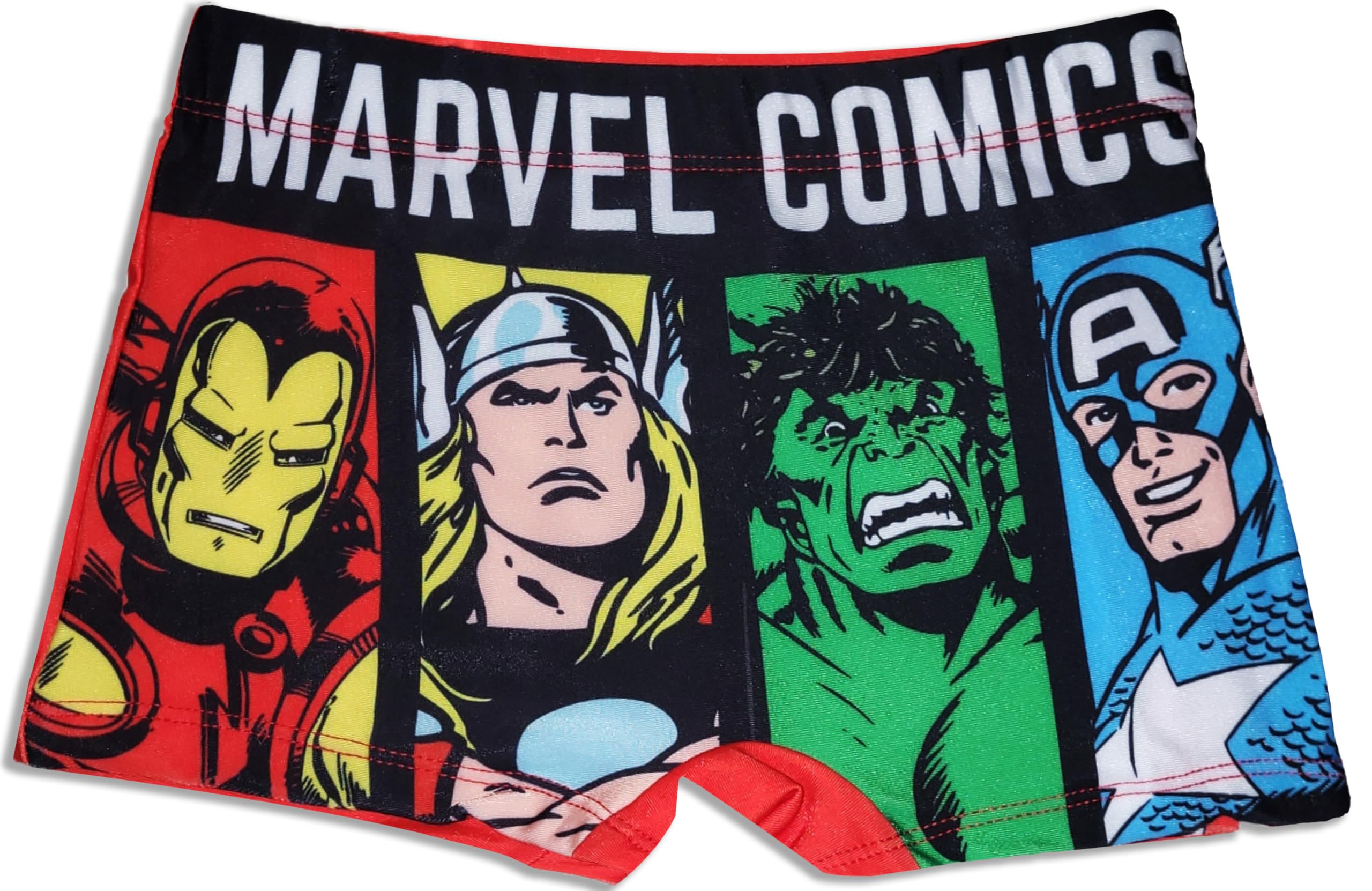 Marvel Avengers Boys' Swim Shorts, Elastic Waistband, Superhero Graphics, Multicolour (UK, Age, 6 Years, 7 Years, Regular, Red)
