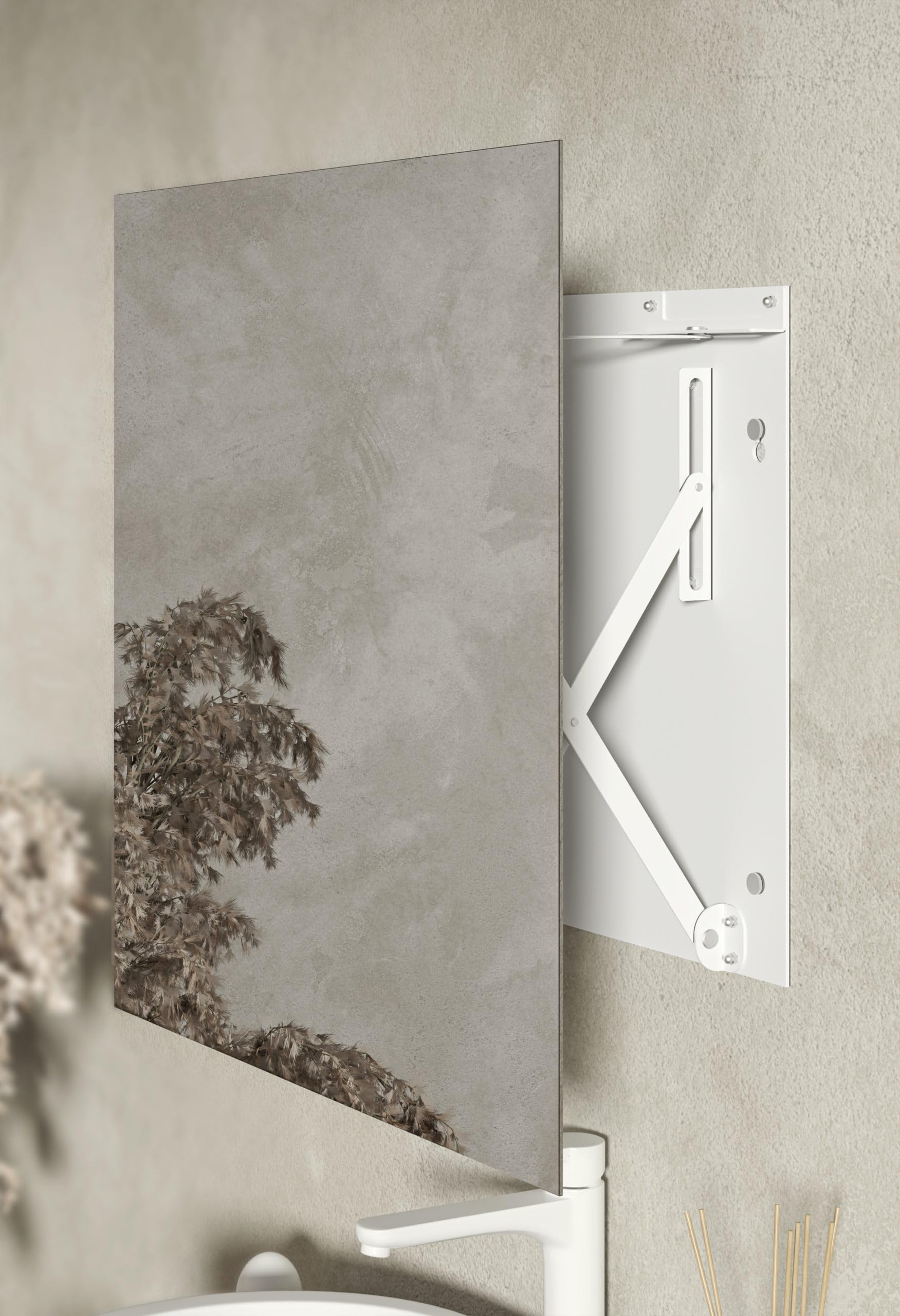 Lustro Łazienkowe Ścienne - 60 x 60 cm, Kwadratowe - z Wysuwnym Mechanizmem, Ultra Płaskie, wysuwne do 30 cm - Nowoczesne Lustro Form 6060 Czarny