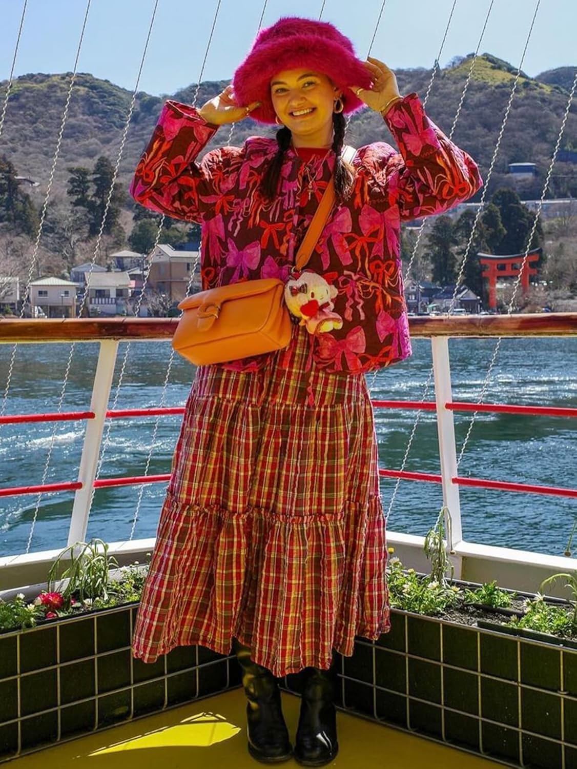 Quilted Jackets for Women Trendy Tie Front Bow Floral Print Cropped Puffer Jacket Reversible Coat - Image 4