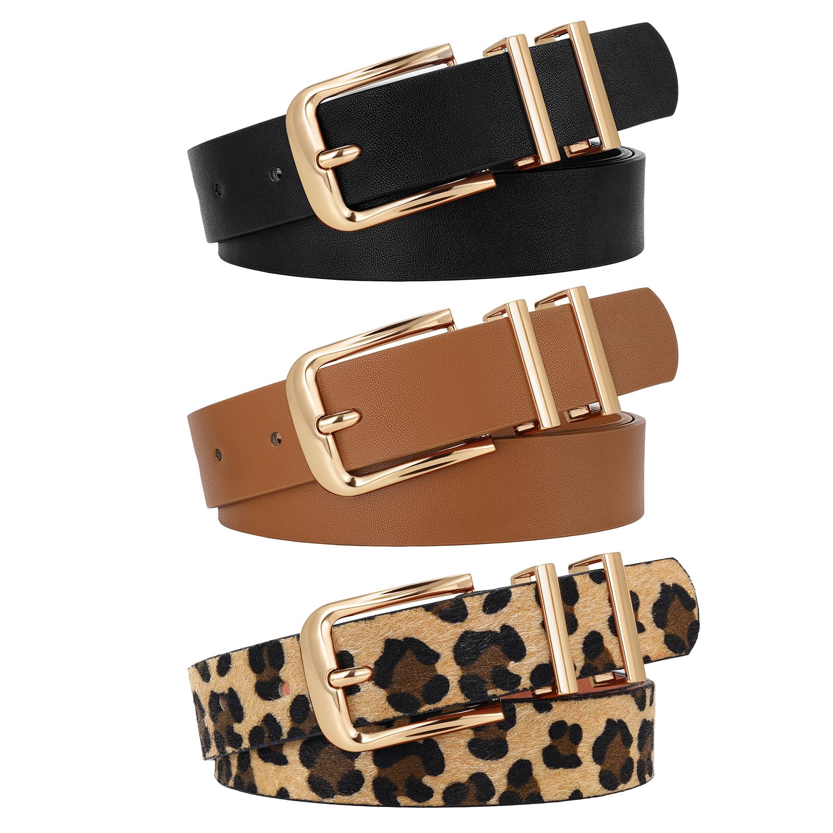 WERFORU 3 PACK Women Fashion Leather Belts