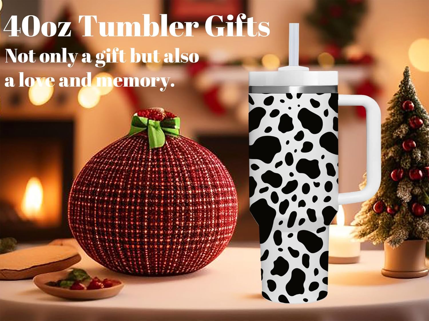 AMZUShome 40 OZ Cow Print Tumbler with Handle.Unique Birthday Christmas Gifts for cowprint lover.Personalized 40 OZ Cow Print Tumbler Gifts for Women Men. - Image 7