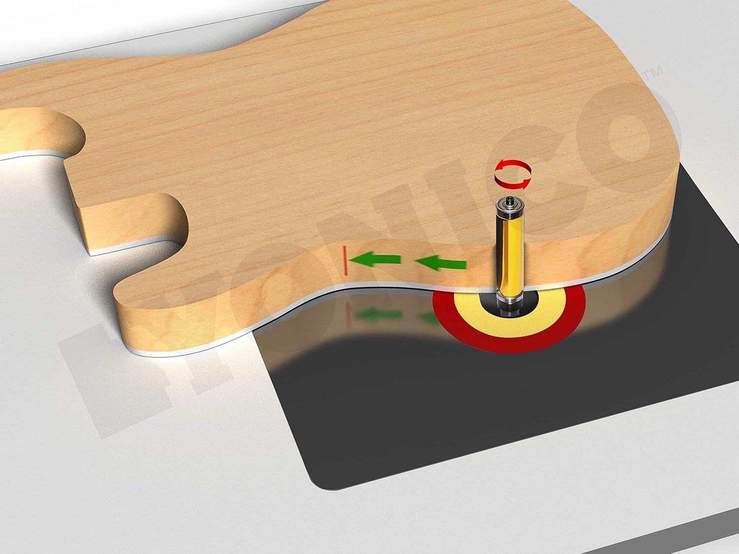YONICO Router Bits Pattern Bit Flush Trim Top and Bottom Bearing 1-Inch 1/4-Inch Shank 14981q