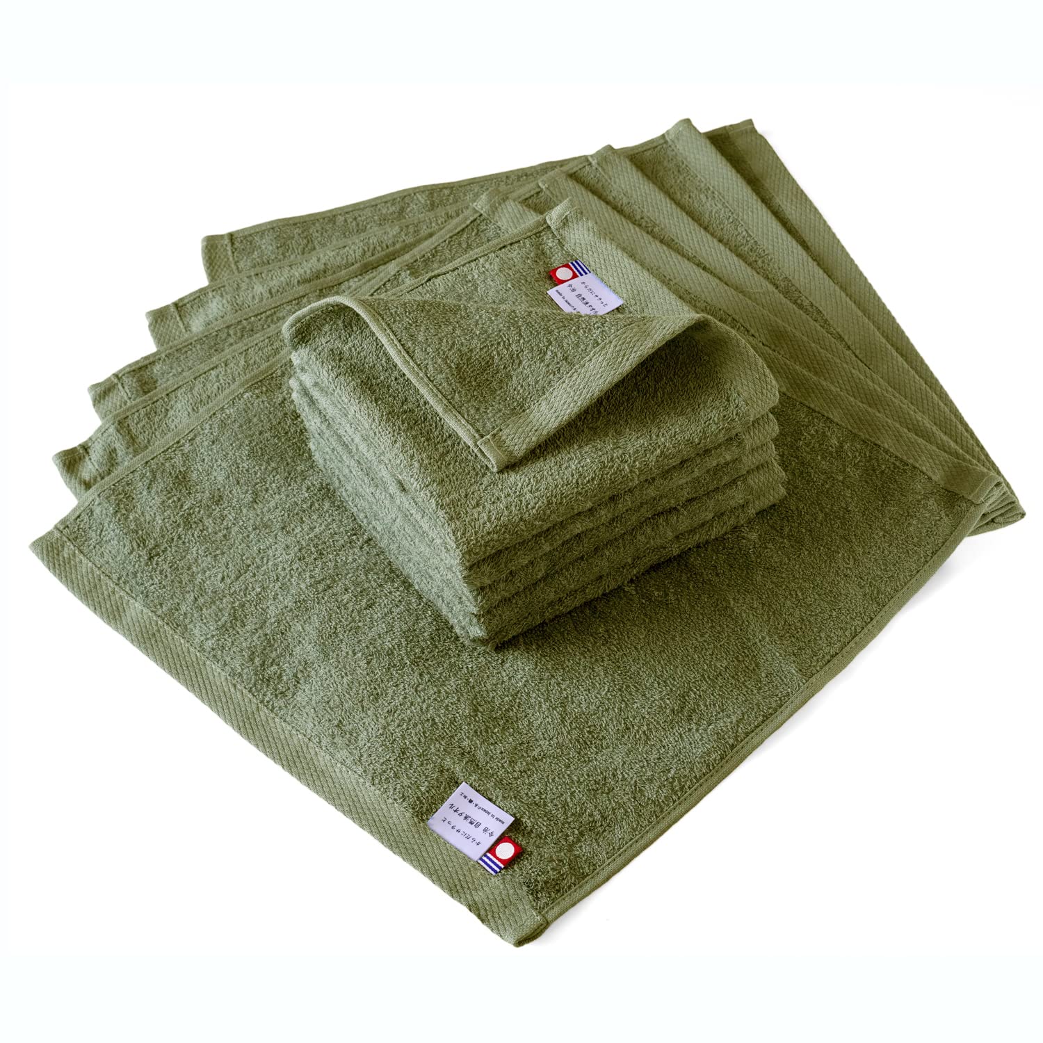 Imabari Face Wash Hand Towels, Set of 10, Khaki