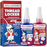 Thread Lock Blue and Red, Medium and Strong Strength Threadlocker, Thread Locker for Nuts, Bolts, Fasteners and Metals, Anaerobic Curing Screw Glue to Prevent Loosening (Blue and Red)