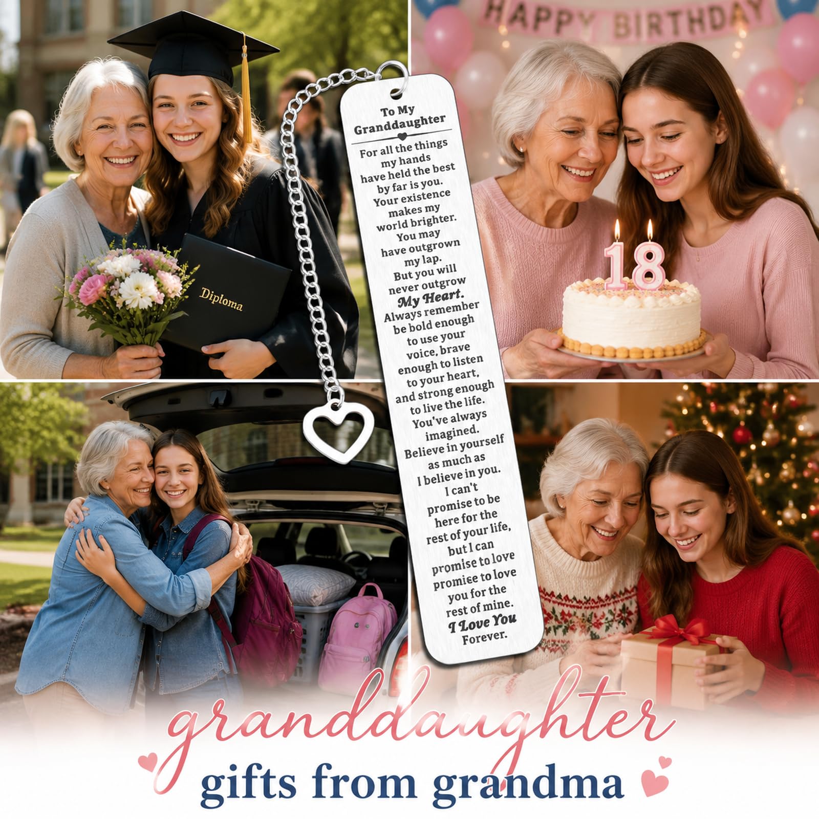 Granddaughter Gifts from Grandma, to My Granddaughter Bookmark, Birthday Graduation Gift for Grand Daughter Girls, Best Grandma Gift, Graduation Gifts for Granddaughters from Nana