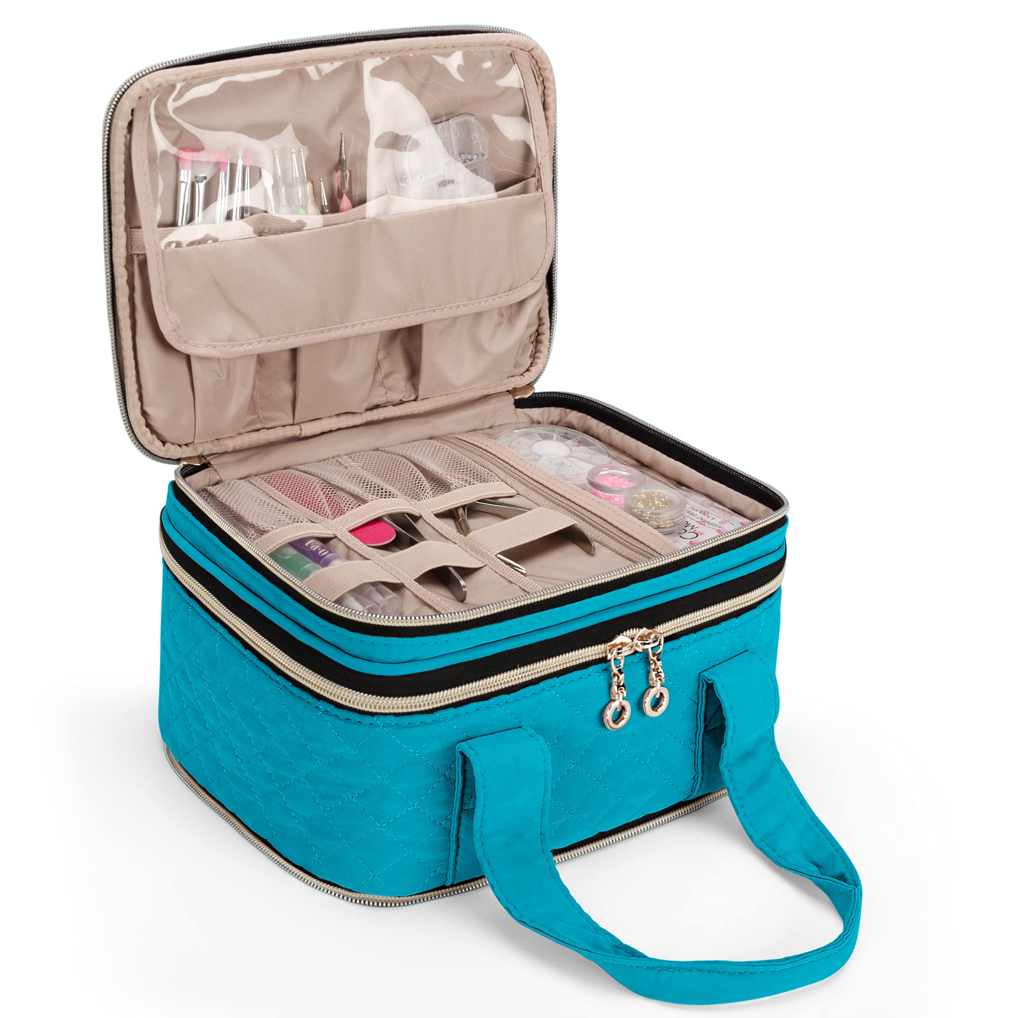 Yarwo Borsa da Viaggio Rimovibile per 48 Bottiglie di Smalto per Unghie, Organizzatore a 3 strati per Smalto per Unghie e Accessori per Nail Art (In attesa di brevetto)