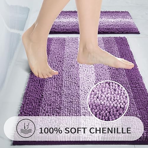 Miniatura 2 de Gibelle Tapete de baño de felpilla antideslizante, juego de baño con cortina de ducha, alfombra y accesorios, cortina de baño de 72 pulgadas de