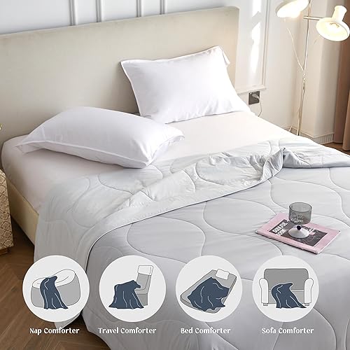 Miniatura 7 de Simple&Opulence Edredón refrescante tamaño King, manta de enfriamiento reversible, edredón fresco de doble cara, ligero y transpirable para personas