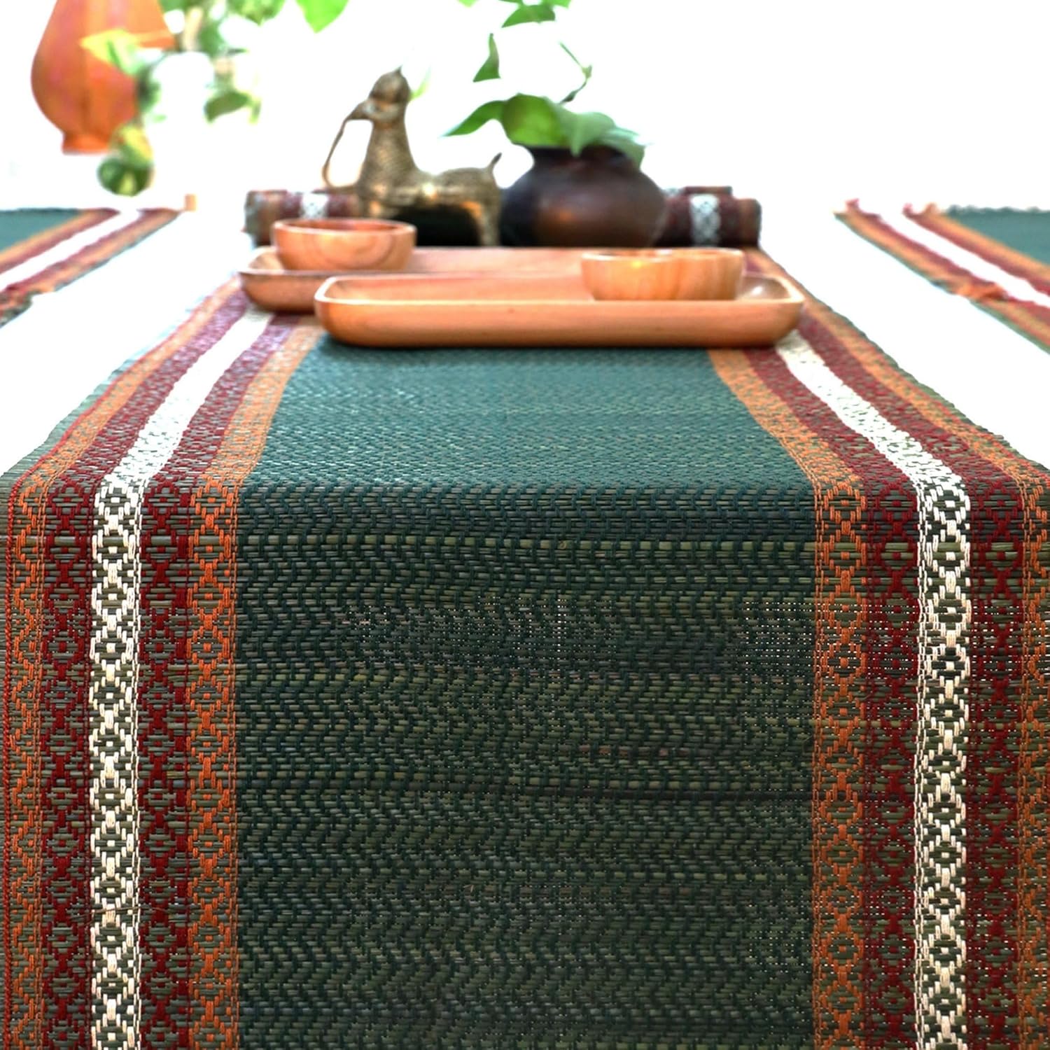 Handmade Dining Table Runner | Eco-Friendly Tableware Sustainably Handwoven from Natural Grass / Green