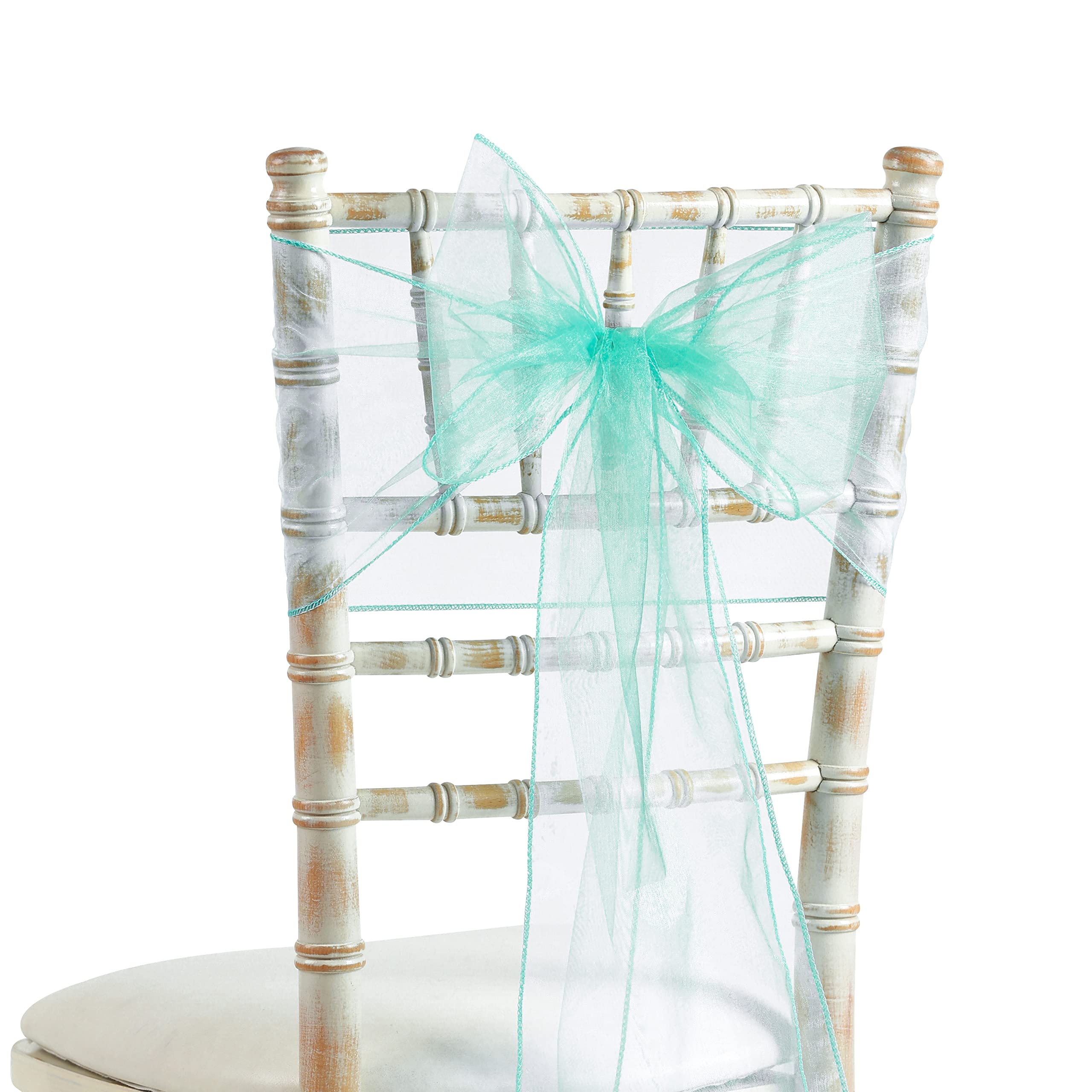 20x275cm Organza Sash Wider Sash Fuller Bows Chair Cover Bows Sash for Wedding Party Birthday Decoration (50, Teal)