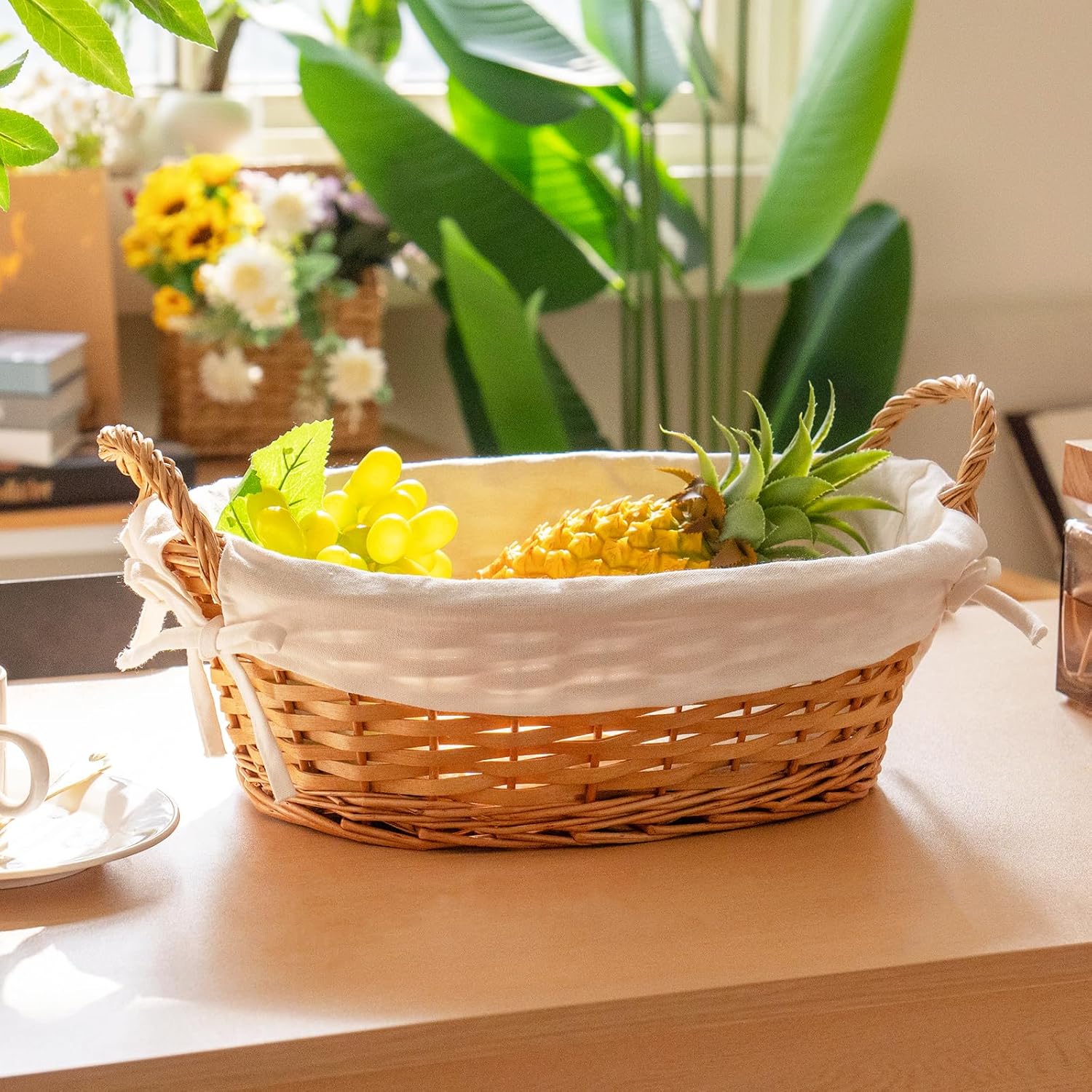 Hand-Woven Storage Basket With Removable Cotton Lining Home Decor Organizer