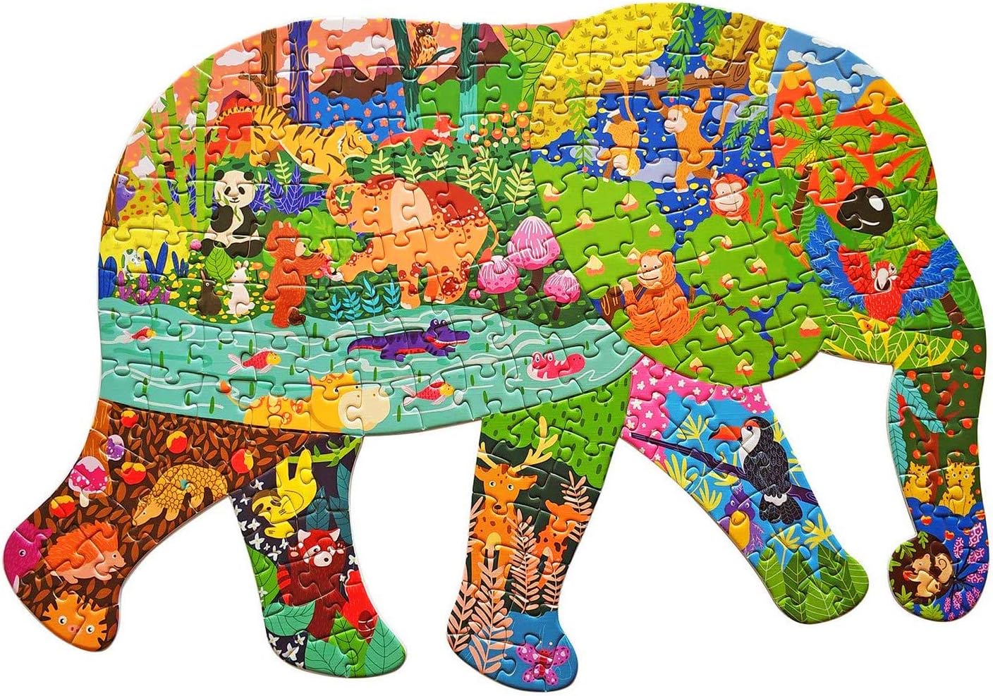 GAYISICPuzzles for Kids Ages 4-8,8-10 and Adults, Elephant Animal Shaped Jigsaw Puzzles 200 Pieces for Wall Home Decor