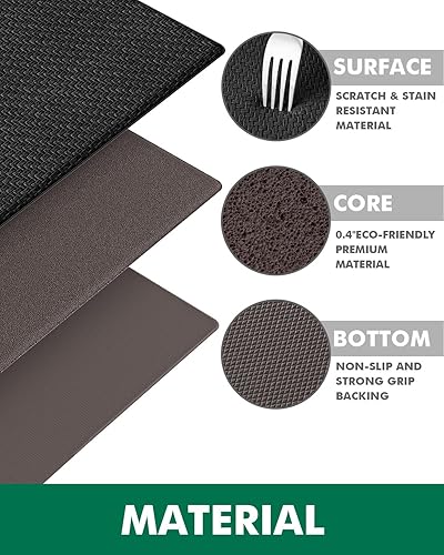 Miniatura 7 de LUMI Juego de 2 tapetes de cocina antifatiga, antideslizantes, impermeables, resistentes a las manchas, fáciles de limpiar, para cocina, lavandería,