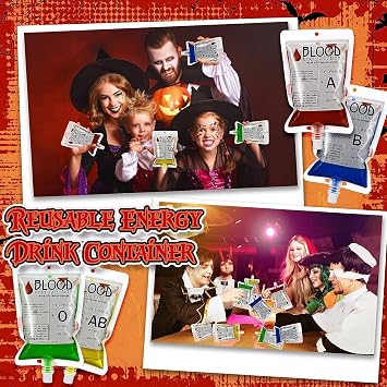 20 Pcs Blood Bag for Drinks, 250ML Reusable IV Blood Bag Halloween Drinking Pouch Drink Storage Bag Halloween Beverage Juice Bag for Zombie Vampire Halloween Party Supplies
