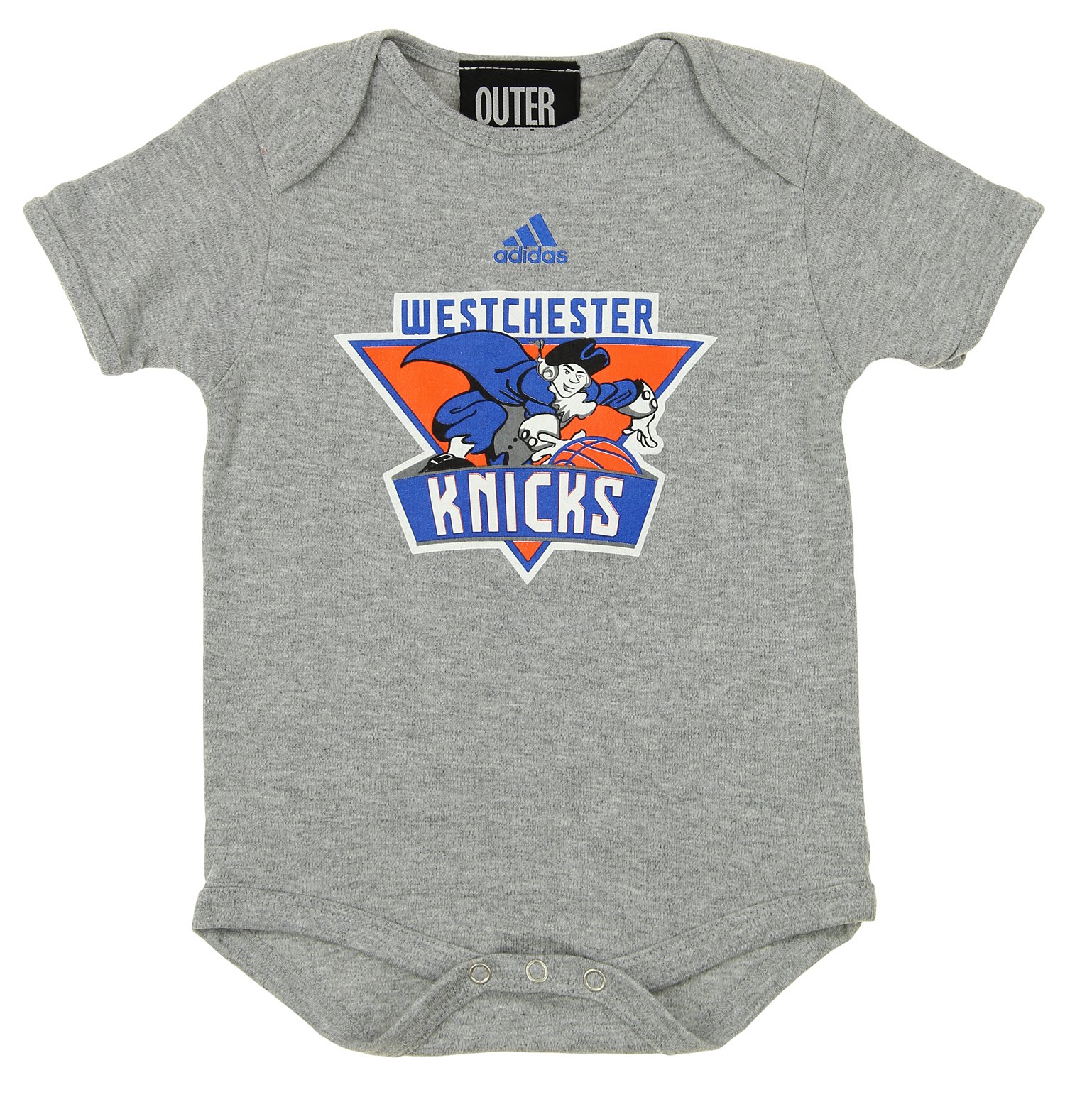 adidas NBA G League Infant's Westchester Knicks Short Sleeve Team Logo Creeper, Grey 12 Months