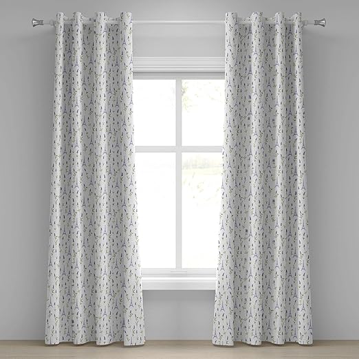 ABAKUHAUS Eiffel Eyelet Curtain, Lavender Flora Spring Decorative 2