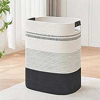 Vista 1 de Cesta de lavandería con asas – Cesta para mantas y cestas para dormitorio, cesta de lavandería y almacenamiento de mantas para sala de estar, cesta