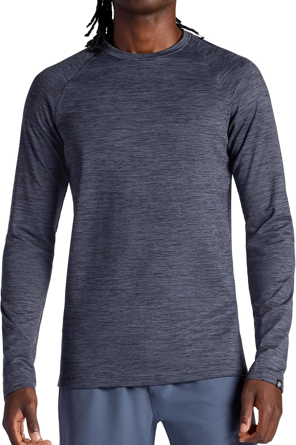Gaiam Mens Power Long Sleeve Crewneck Top, Standard Fit, Stretch Heavyweight Fleece Material