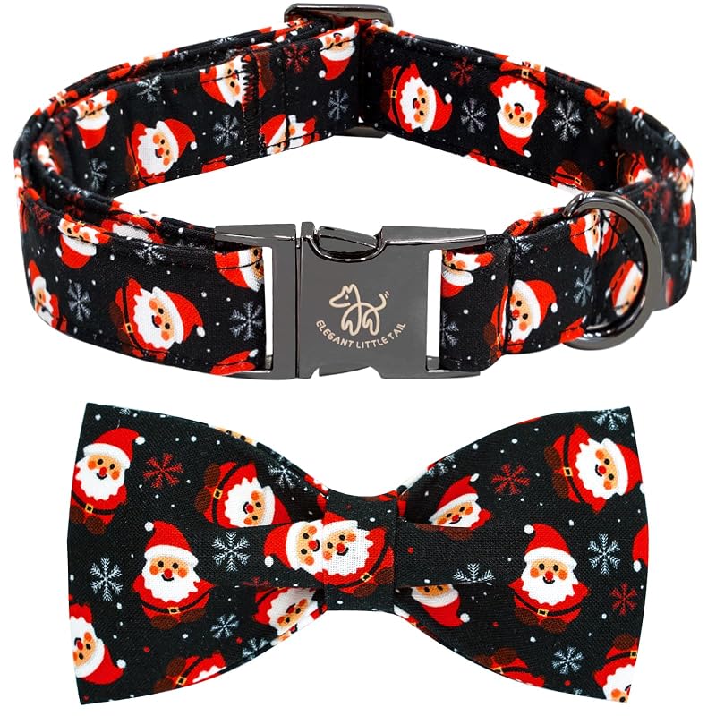 Coleira básica para cães de algodão com laço de Natal Santa Claus Elegant little tail X-Small, Pacote com 1