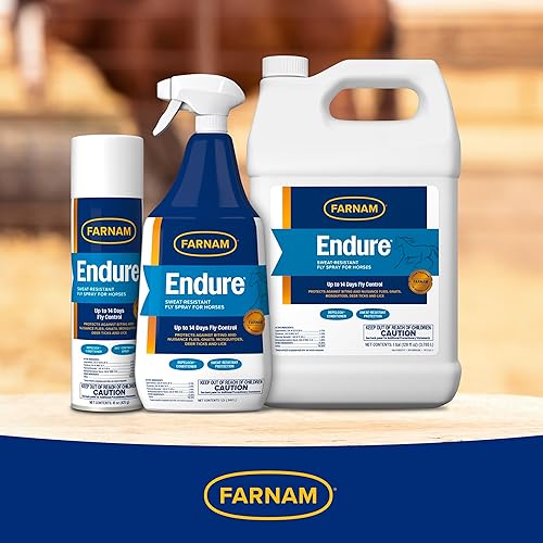 Miniatura 10 de Farnam Endure Spray para moscas resistente al sudor para caballos, protege contra la enfermedad de Lyme, 15 onzas