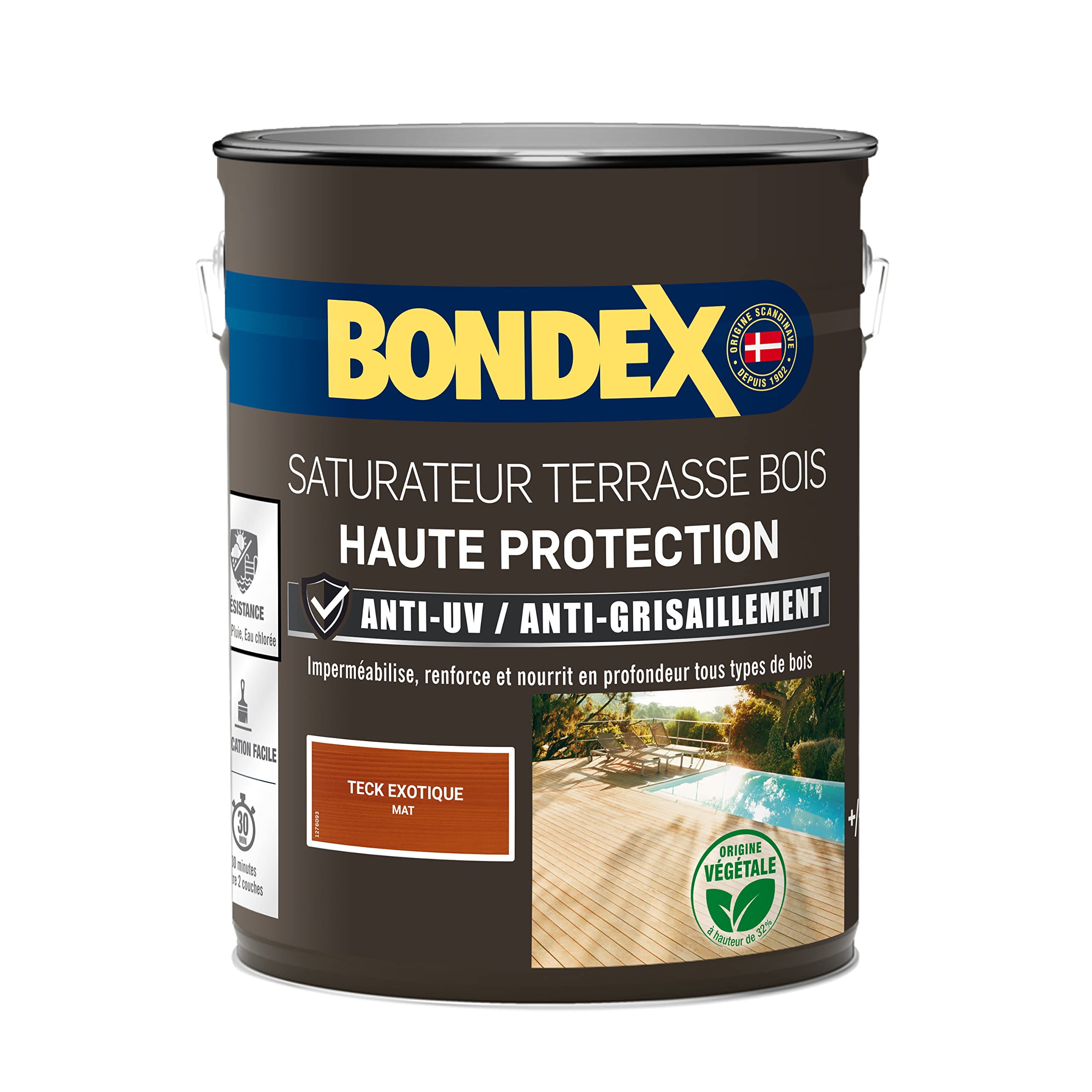 BONDEX - Saturador para terrazas de madera exterior - Anti-UV, anti grisáceo - Teck - 5 litros