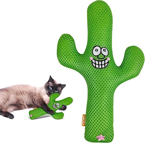 Miniatura 7 de TTcat Almohada Matatabi de hierba gatera Silvervine para gatos y gatitos, juguete grande de cactus para gatos, juguete masticable para gatos de