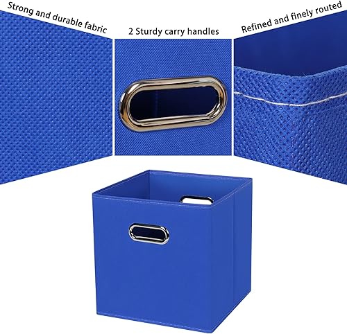 Miniatura 7 de Contenedores de almacenamiento de tela negra, 13 x 13 x 13 pulgadas, cajas de almacenamiento plegables con doble asa, caja organizadora de tela y