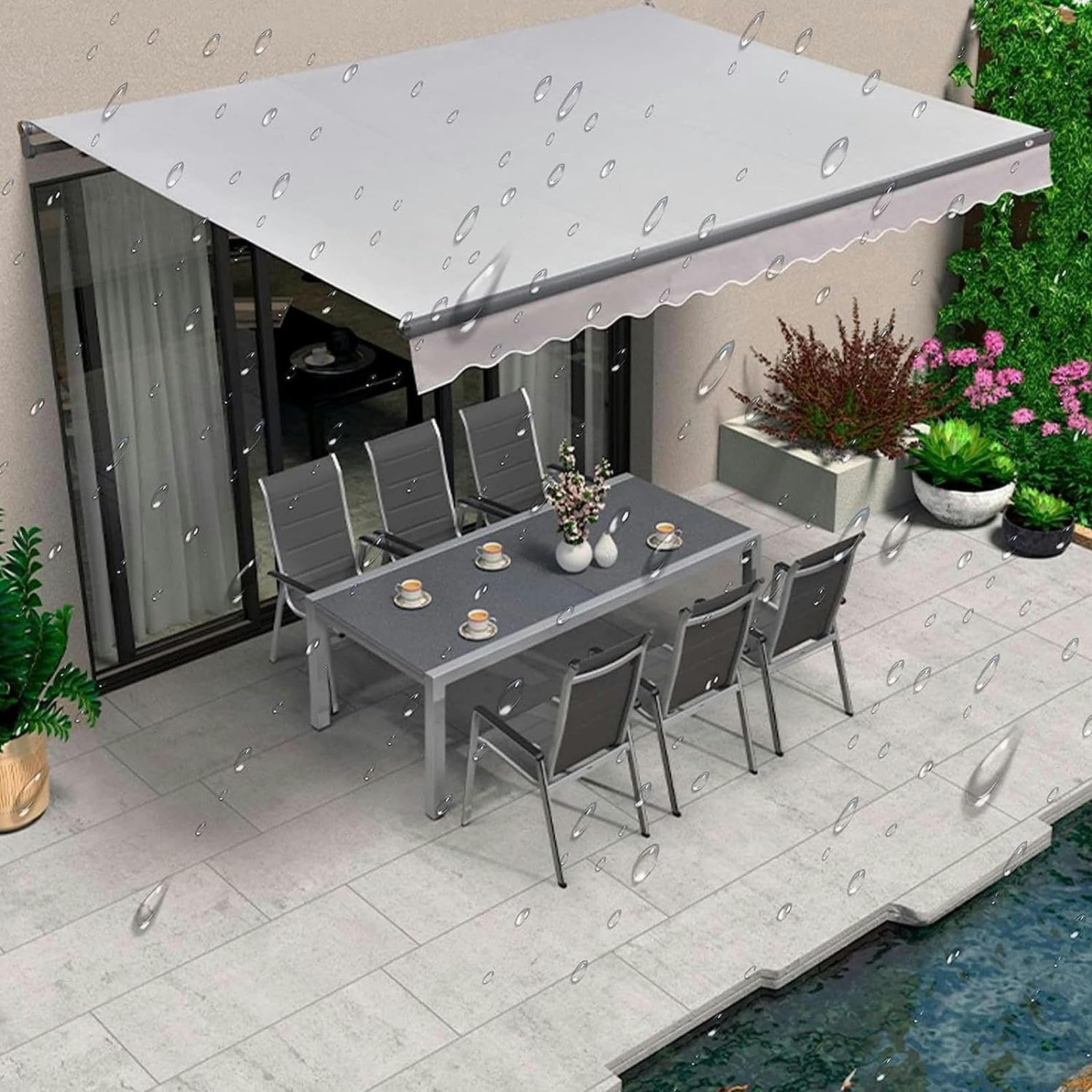 Tissu d'ombrage d'auvent rétractable 280g polyester rechange pour terrasse
