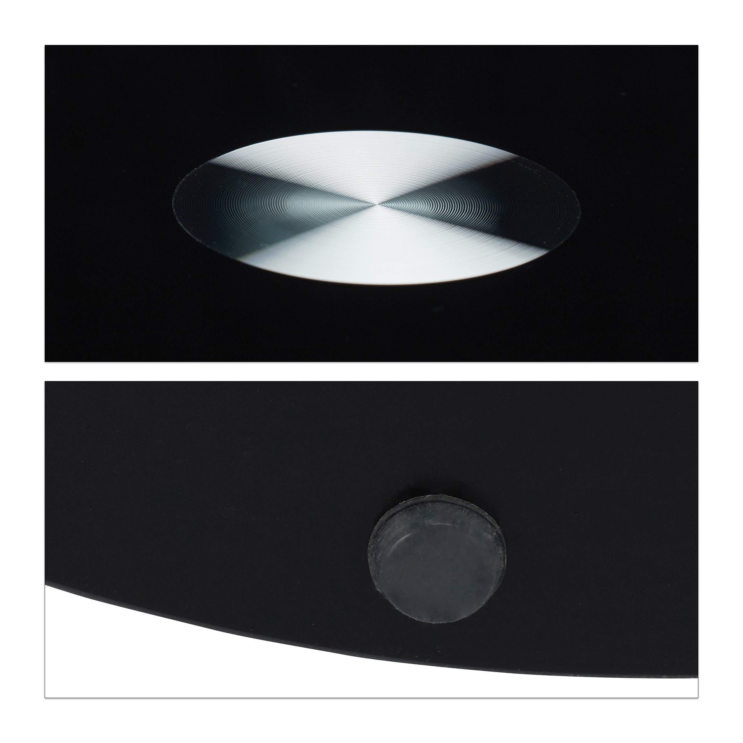 Relaxdays Tavolino Rotondo da Salotto in Vetro e Acciaio Inox, Tavolo da Caffè Salotto, HLP: 53 x 43 x 43 cm, Nero