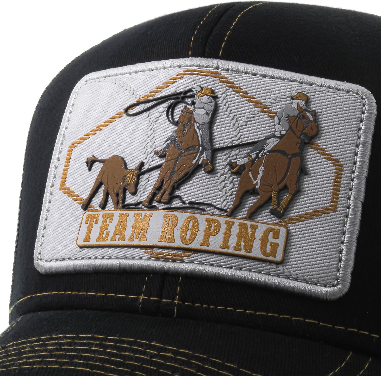 Sacudido's Western Rodeo Cap | Team Roping, Team Penning & Ranch Sorting | 6 Panel High Crown Cowboy | Adjustable Men Women (US, Alpha, One Size, Medium, Roping)