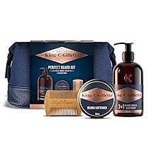 King C. Gillette Kit BALSAMO BARBA, DETERGENTE VISO UOMO, PETTINE BARBA, Confezione IDEA REGALO, Set Barba Uomo PROFESSIONALE