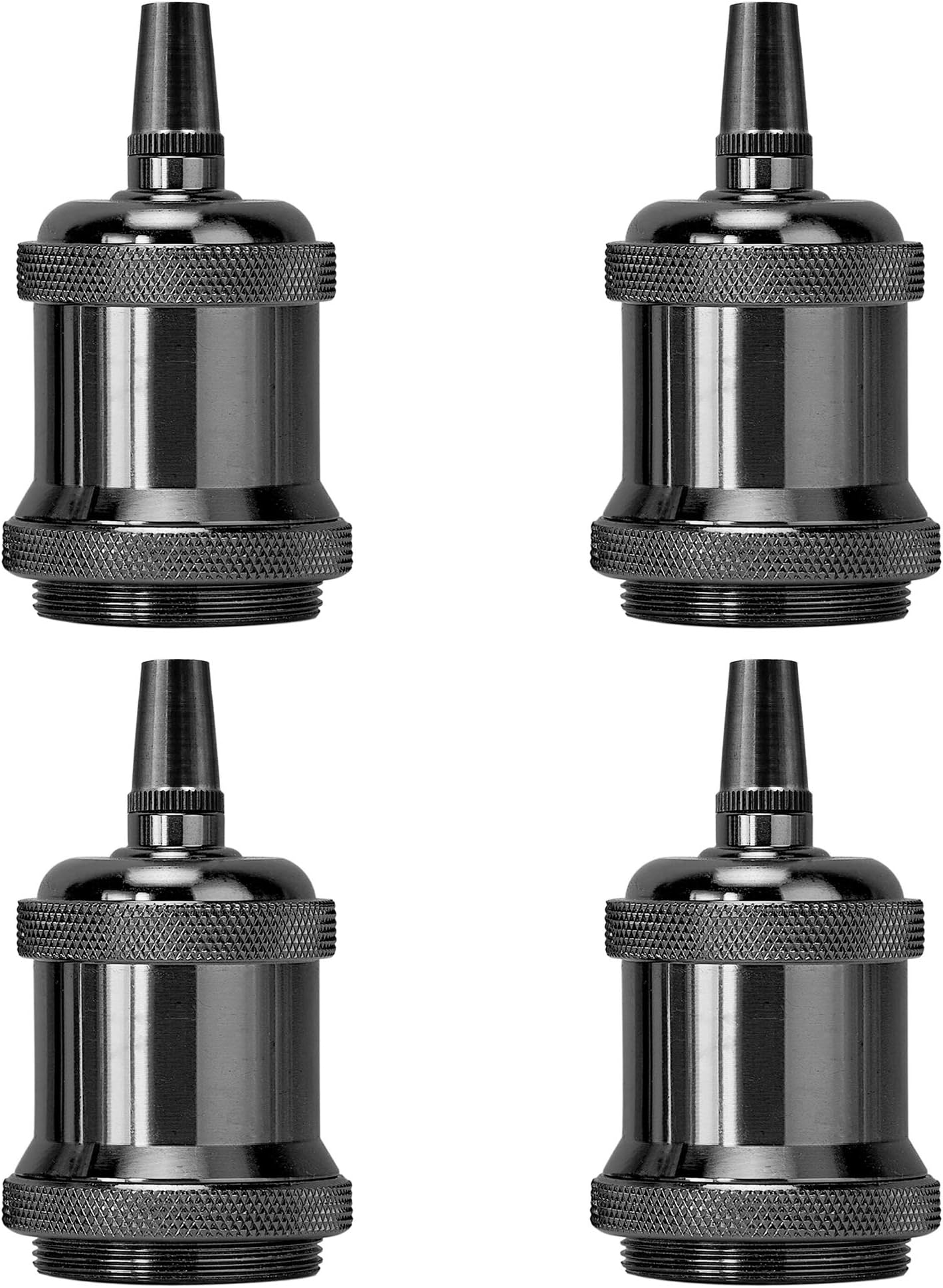 Light Socket Pearl Black E26 Vintage Pendent Lamp Holder Replacement Keyless Edison DIY Lamps Ceramic Standard Medimun Screw Base with Metal Threaded Cord Grip by UPIDLighting