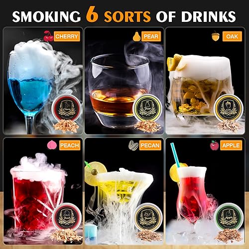 Miniatura 3 de Kit de ahumador de cóctel con antorcha, juego de camarero con soporte, chips de madera de 6 sabores, kit de infusor ahumado de whisky bourbon, kit